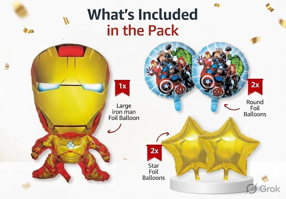 Iron Man and Avengers 5pc Foil Balloon Set