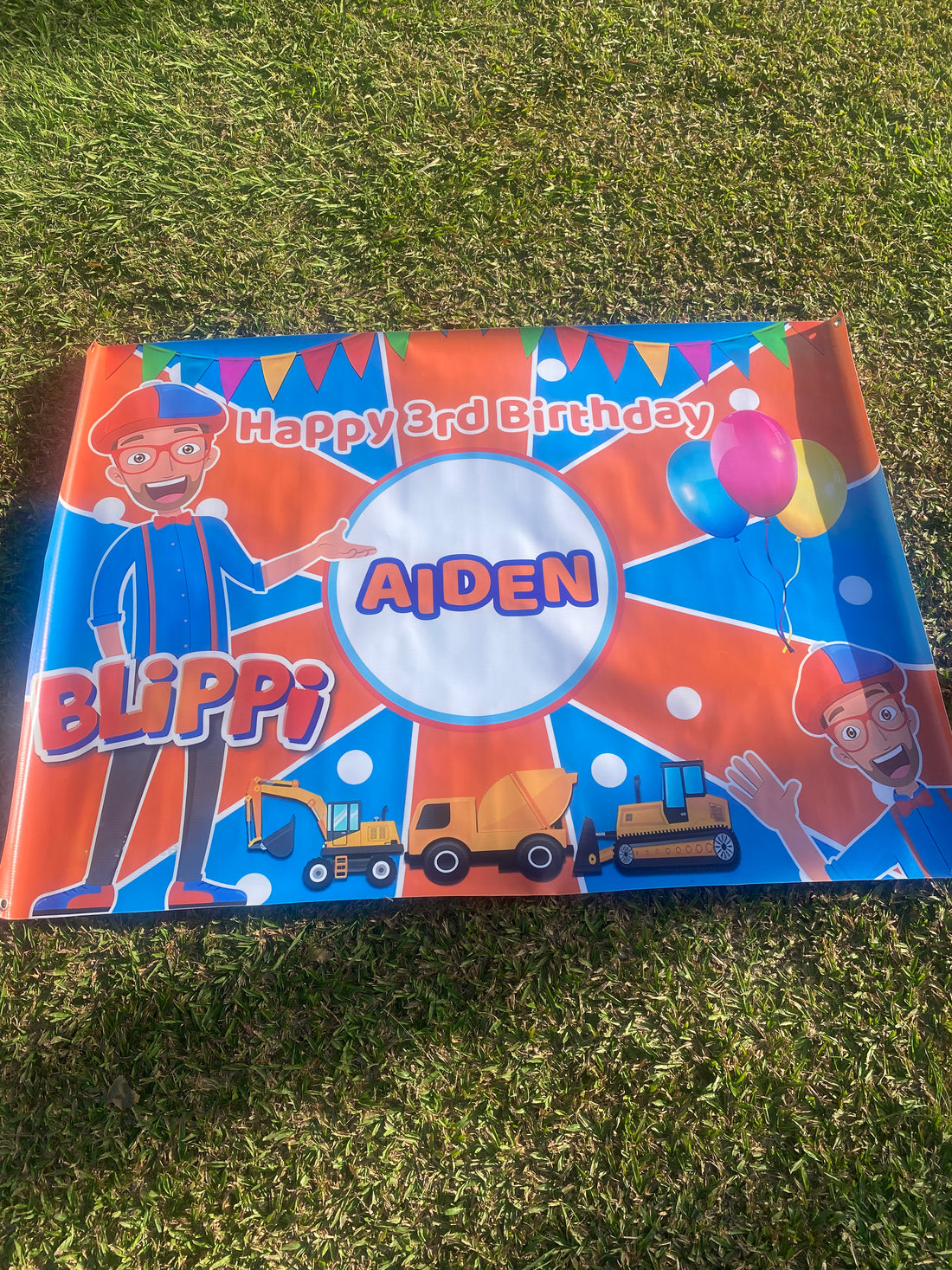 Blippi Birthday backdrop banner 5ft x 3ft customized