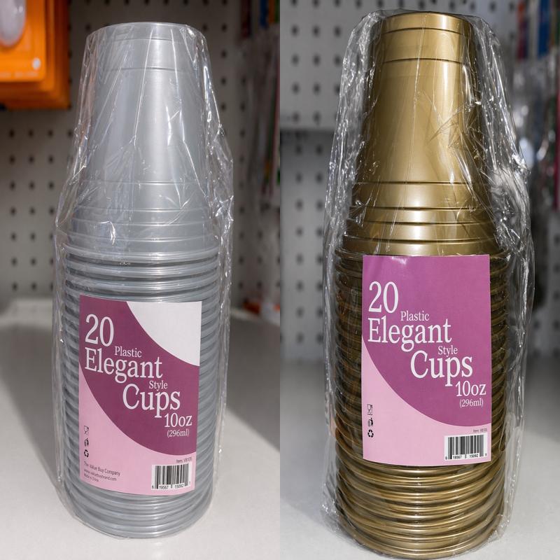 20 pc Elegant Cups 10oz (gold or silver)
