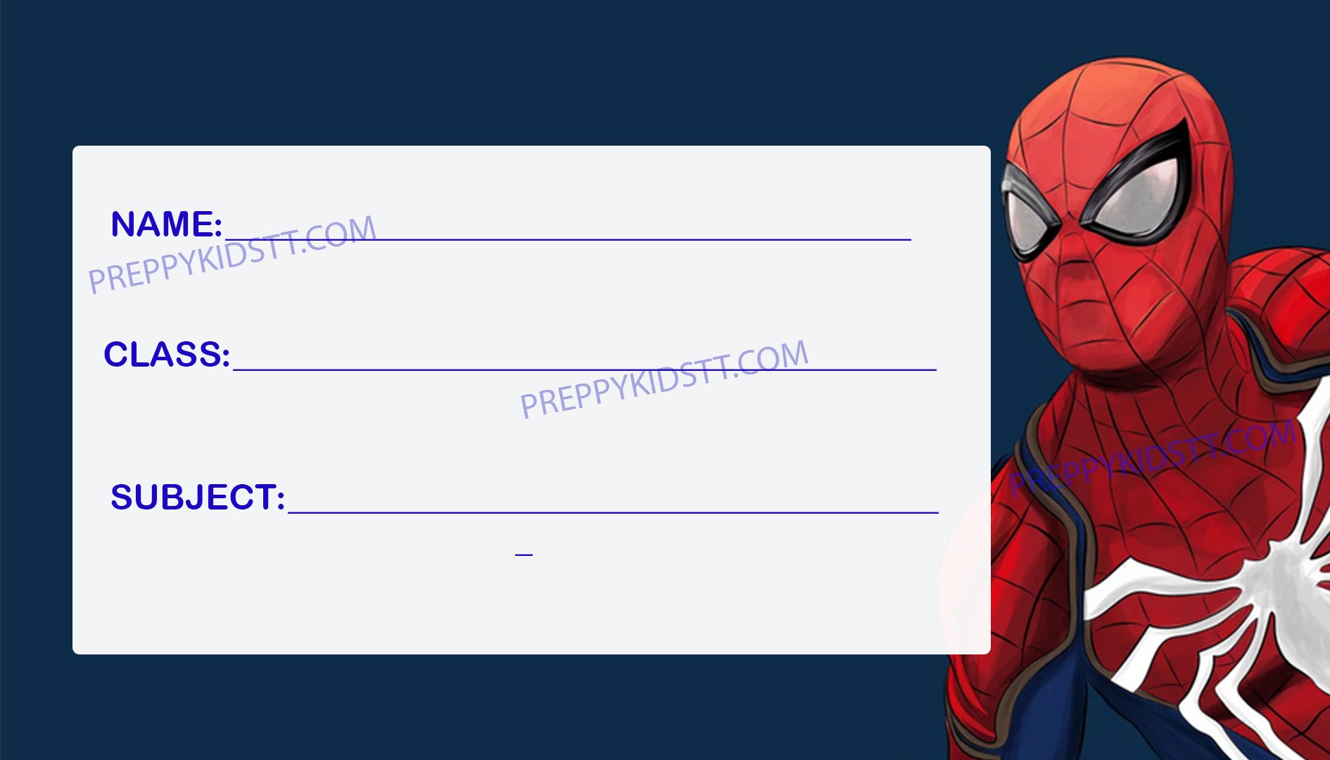 Spiderman School book Labels  (Waterproof)