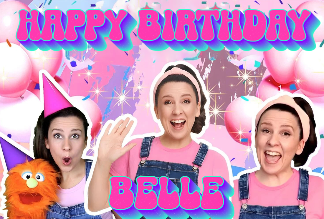 Ms Rachel Customized backdrop Happy Birthday Belle