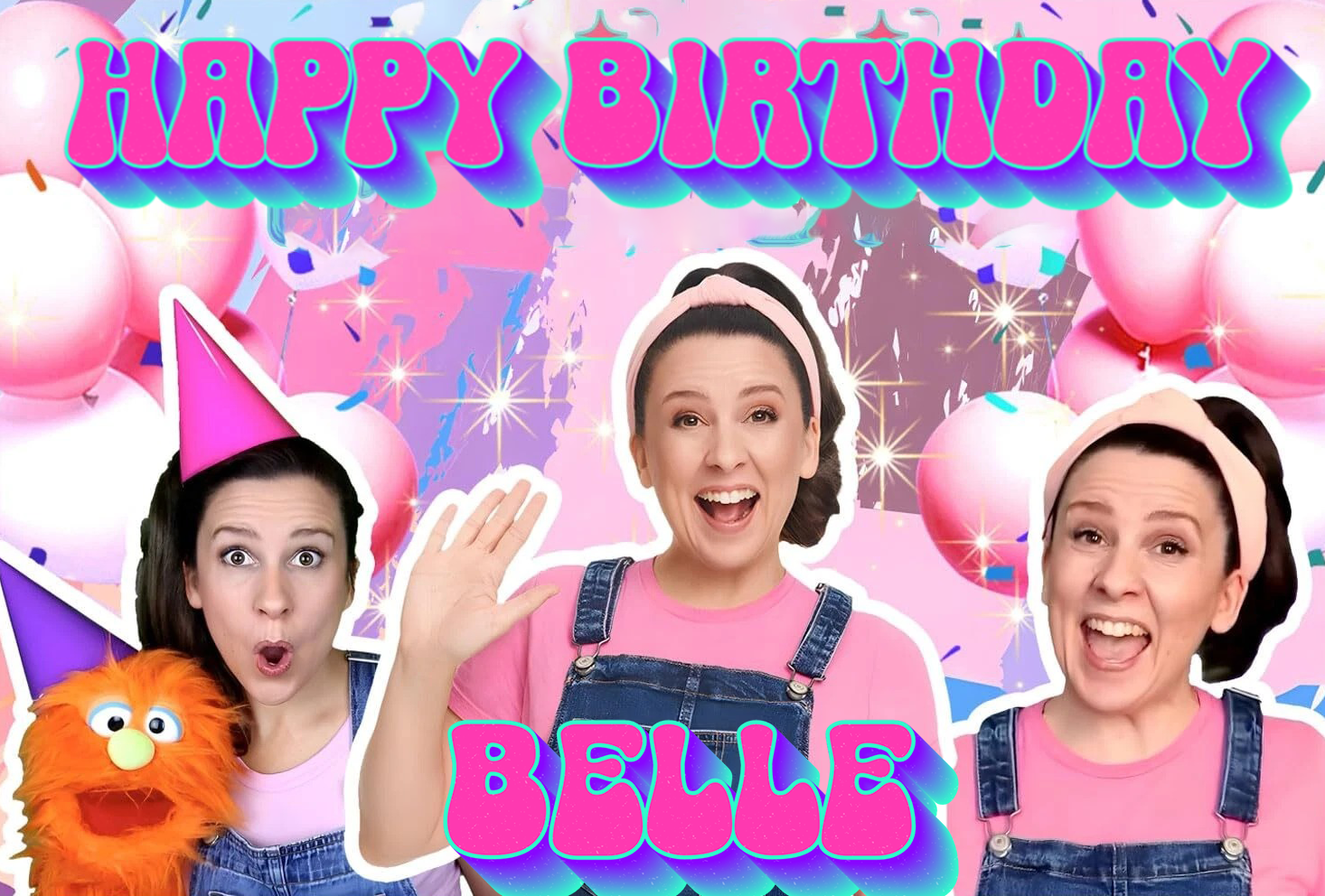 Ms Rachel Customized backdrop Happy Birthday Belle