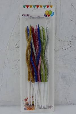 Multi-Colored Glitter Swirl Party Candles
