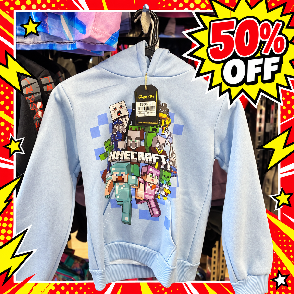 Minecraft Blue Hoodie Fleece