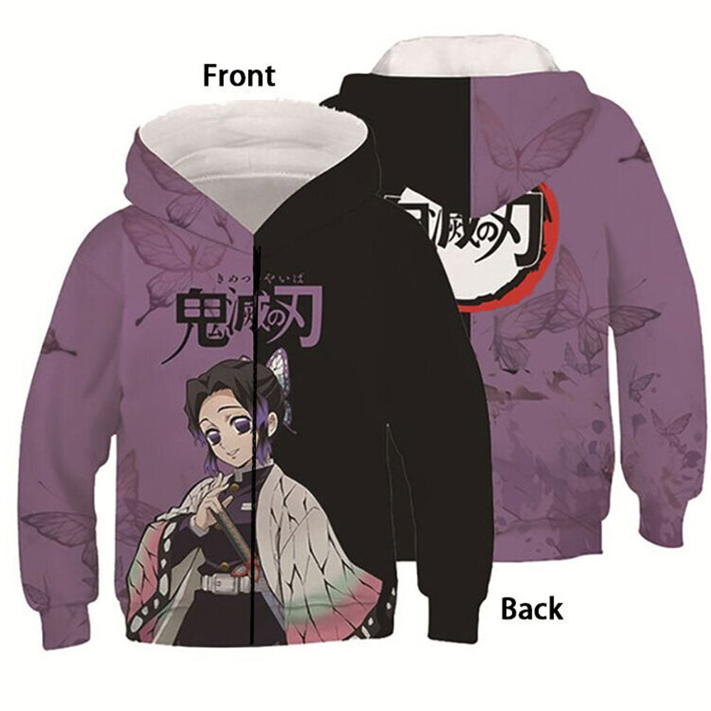 Demon Slayer Shinobu Kocho Purple 3D Zipper Hoodie