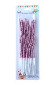 Pink Glitter Swirl Party Candles
