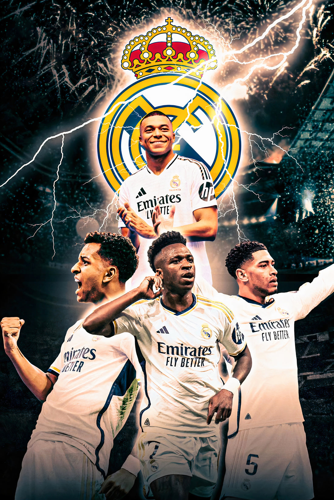 Mbappe and crew Real Madrid Poster 16" x 24"