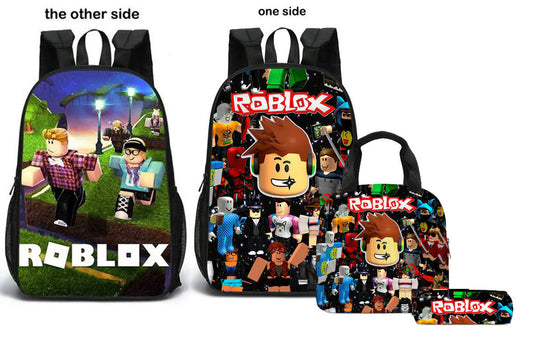 Roblox All Star 2 sided print Crew 2nd Roadway edition backpack set (3PC) 17inch size