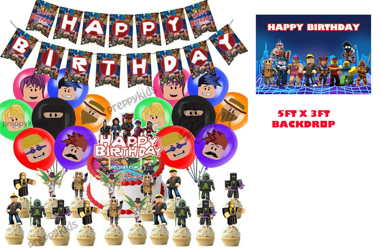 Roblox Party Decorations 2nd edition package (42 pcs)  with backdrop