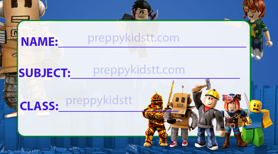 Roblox Crew school book Labels Builderman (Waterproof)