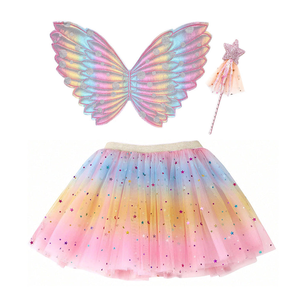 Pink Butterfly Gradient Wings Magic Wand Set Tutu Skirt Girls Costume