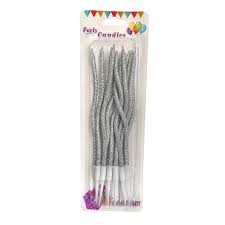 Silver Glitter Swirl Party Candles