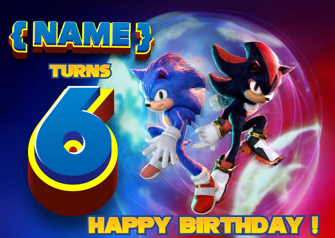Sonic Shadow Hedgehog Customized birthday backdrop 5ft x 3ft