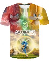 Sonic 2 Gold Red blue 3D tshirt