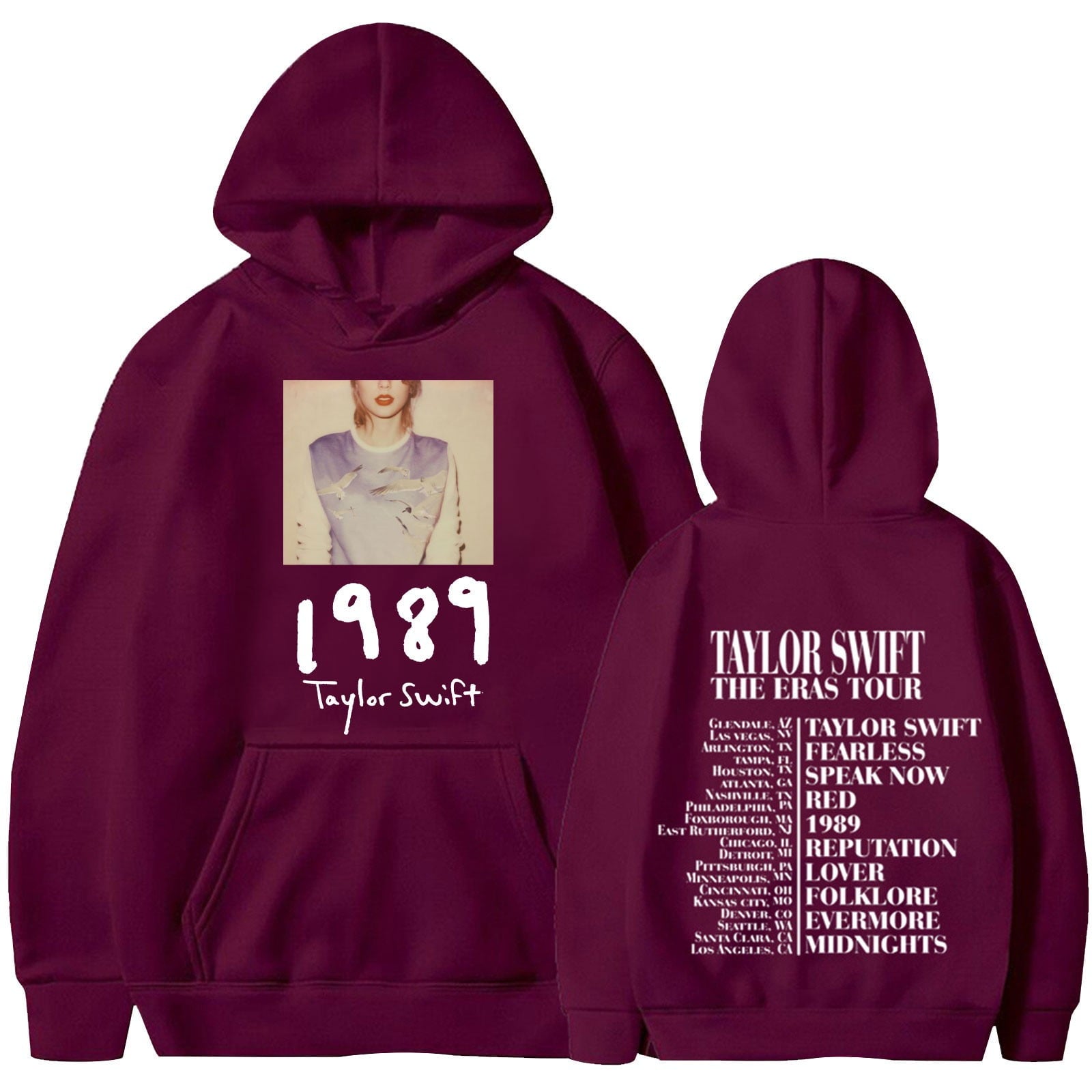 Taylor Swift 1989 Burgandy Pullover Hoodie