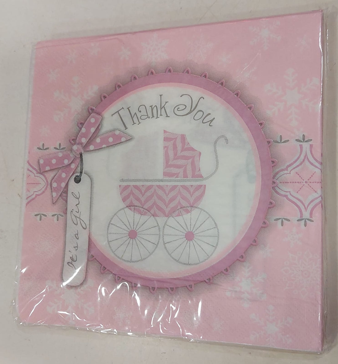 Baby Girl Thank You pink napkins Disposable (20pcs) - Preppy Kids (Grand Bazaar)