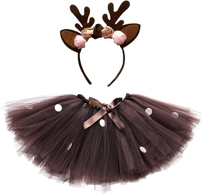 Toddler Reindeer Layered Tulle Tutu Skirt Girls outfit costume