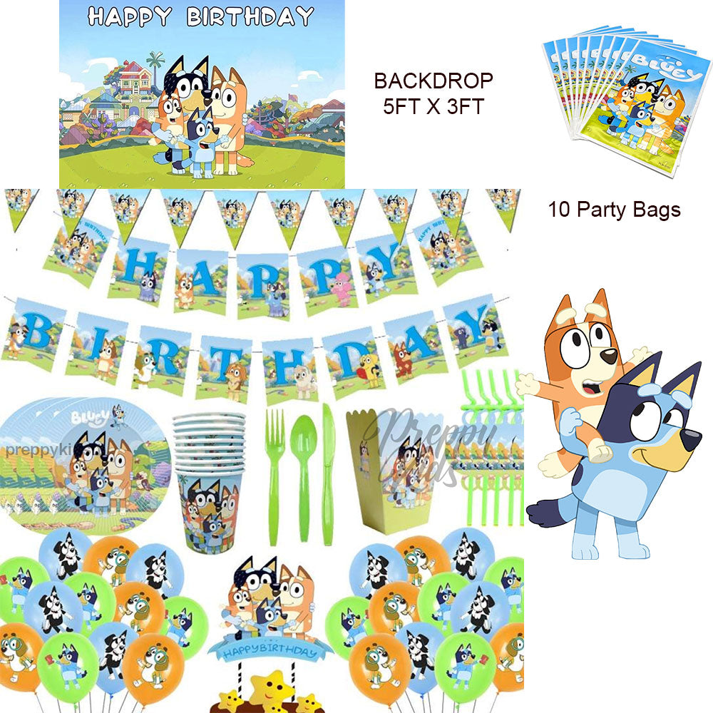 Ultimate Bluey Party Decoration Package with backdrop