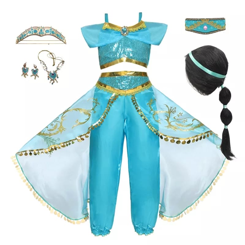 Princess Jasmine Dress Cosplay Costume Alladin – Preppy Kids Shop