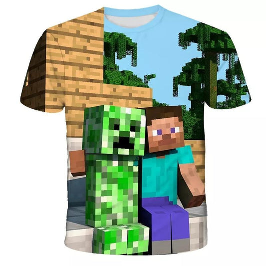 Minecraft Tshirt Steve and Creeper Hugging