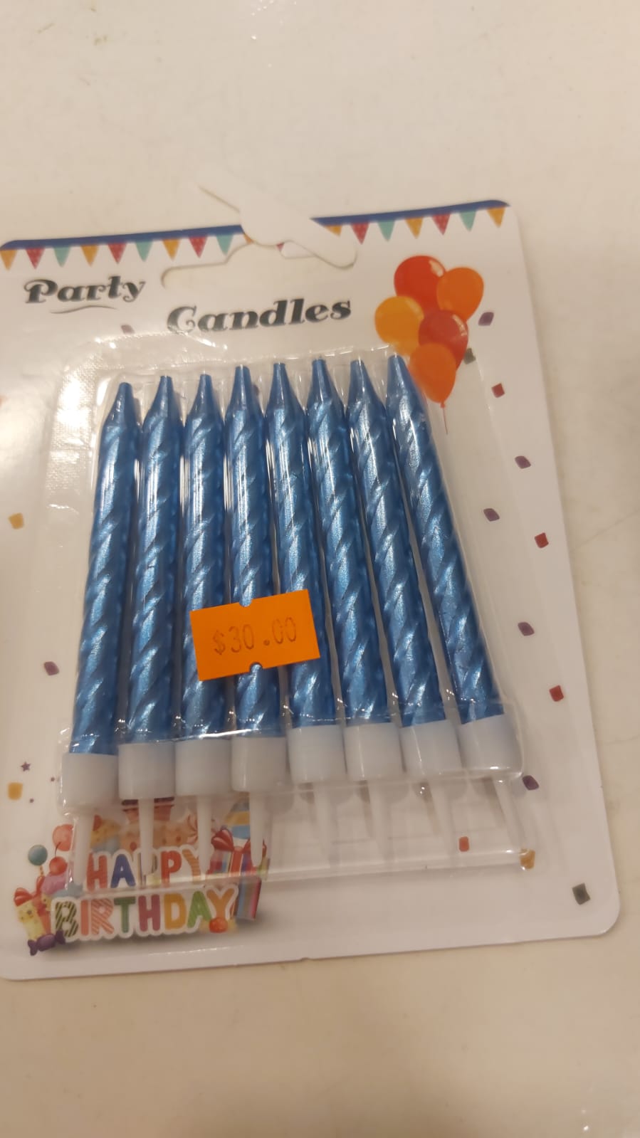 Blue party candles (8 pcs)