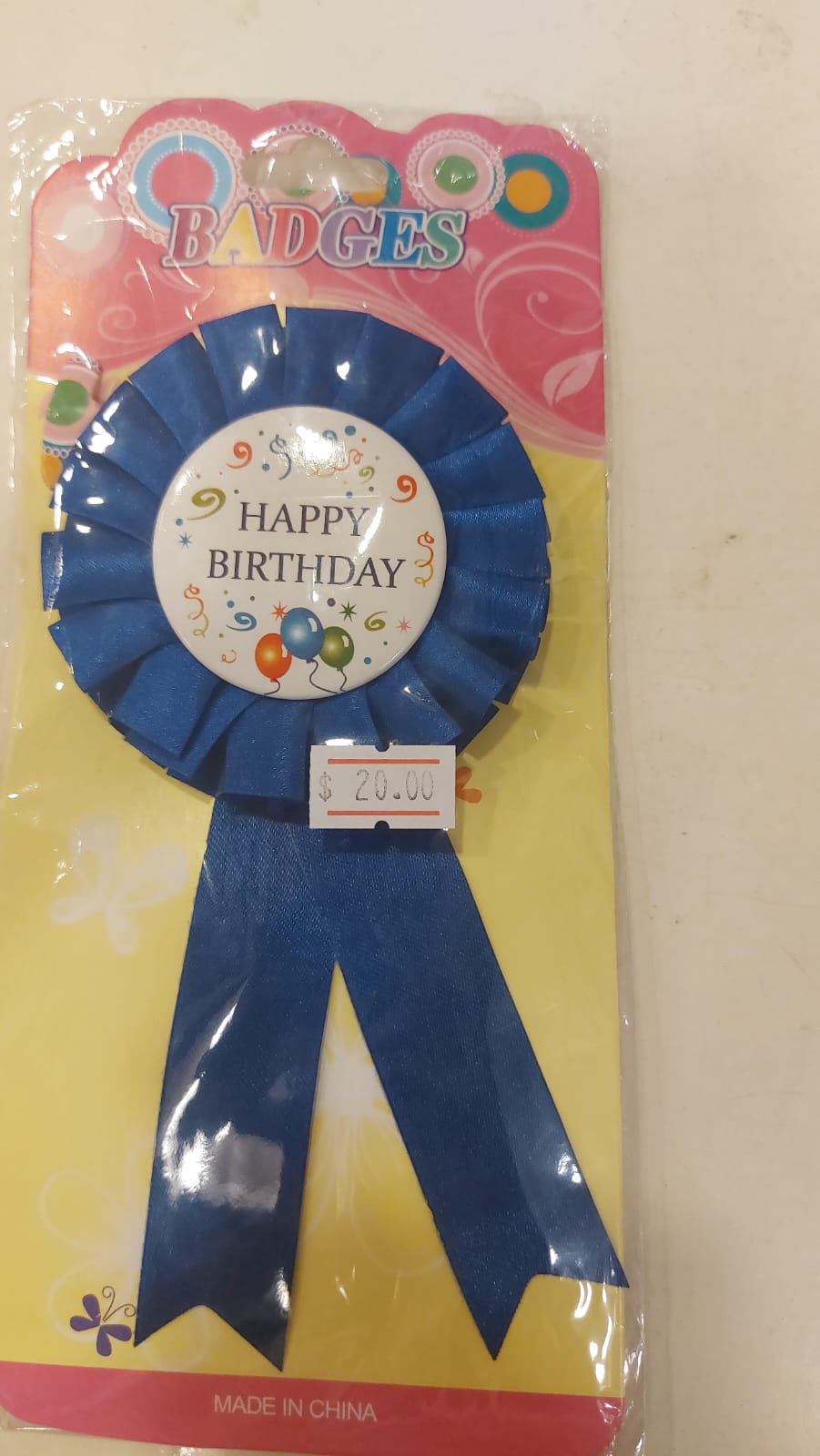 Blue White Birthday  Boy Badge