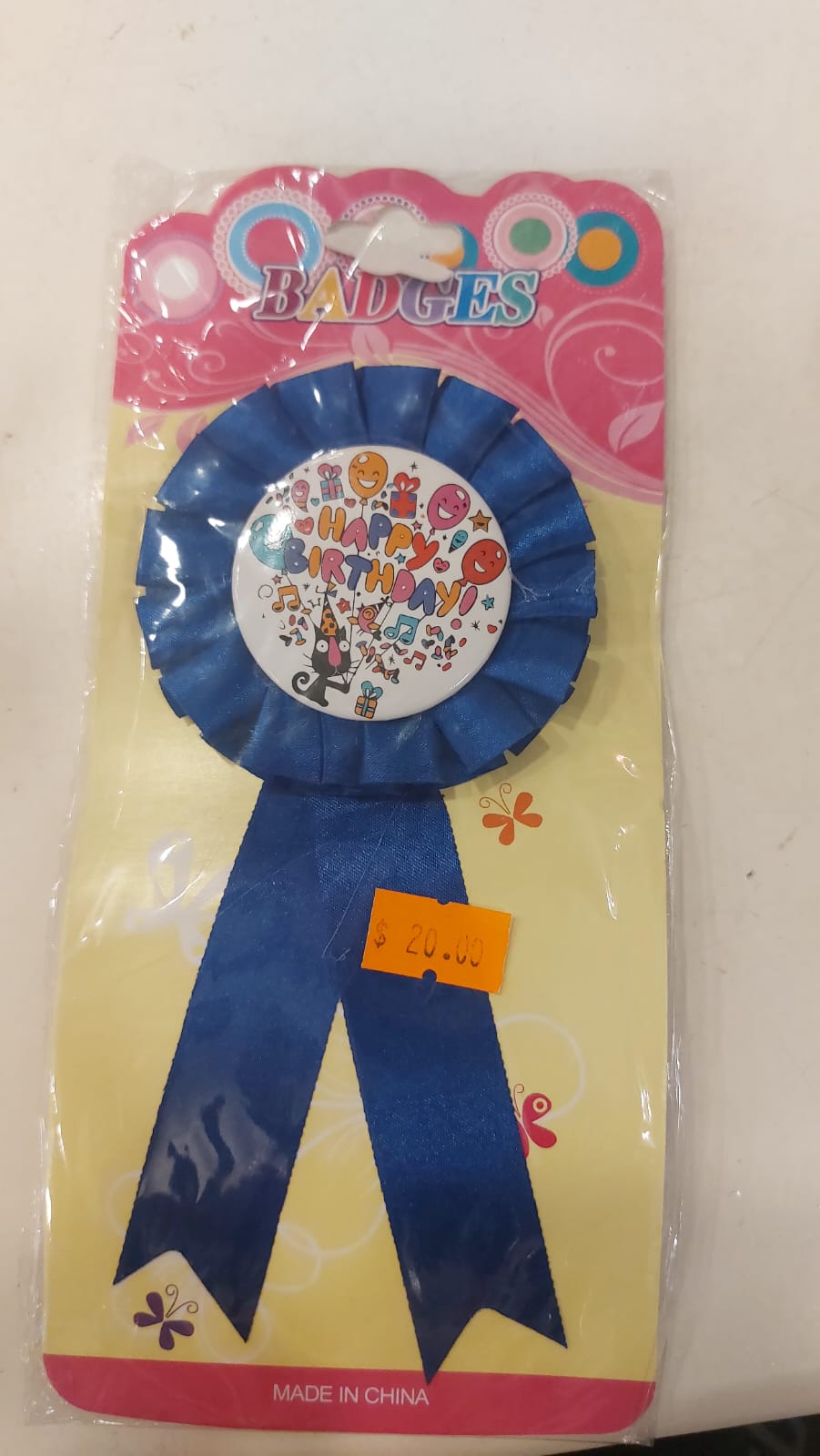 Blue Character hat Birthday  Boy Badge