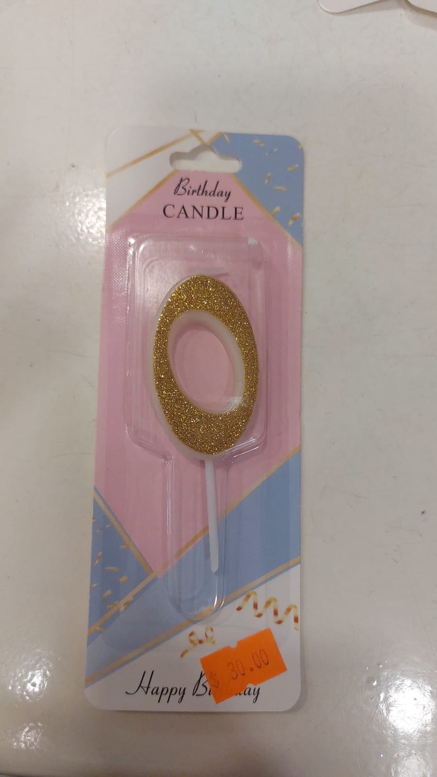 Gold Glitter Candles white stick 0 to 9