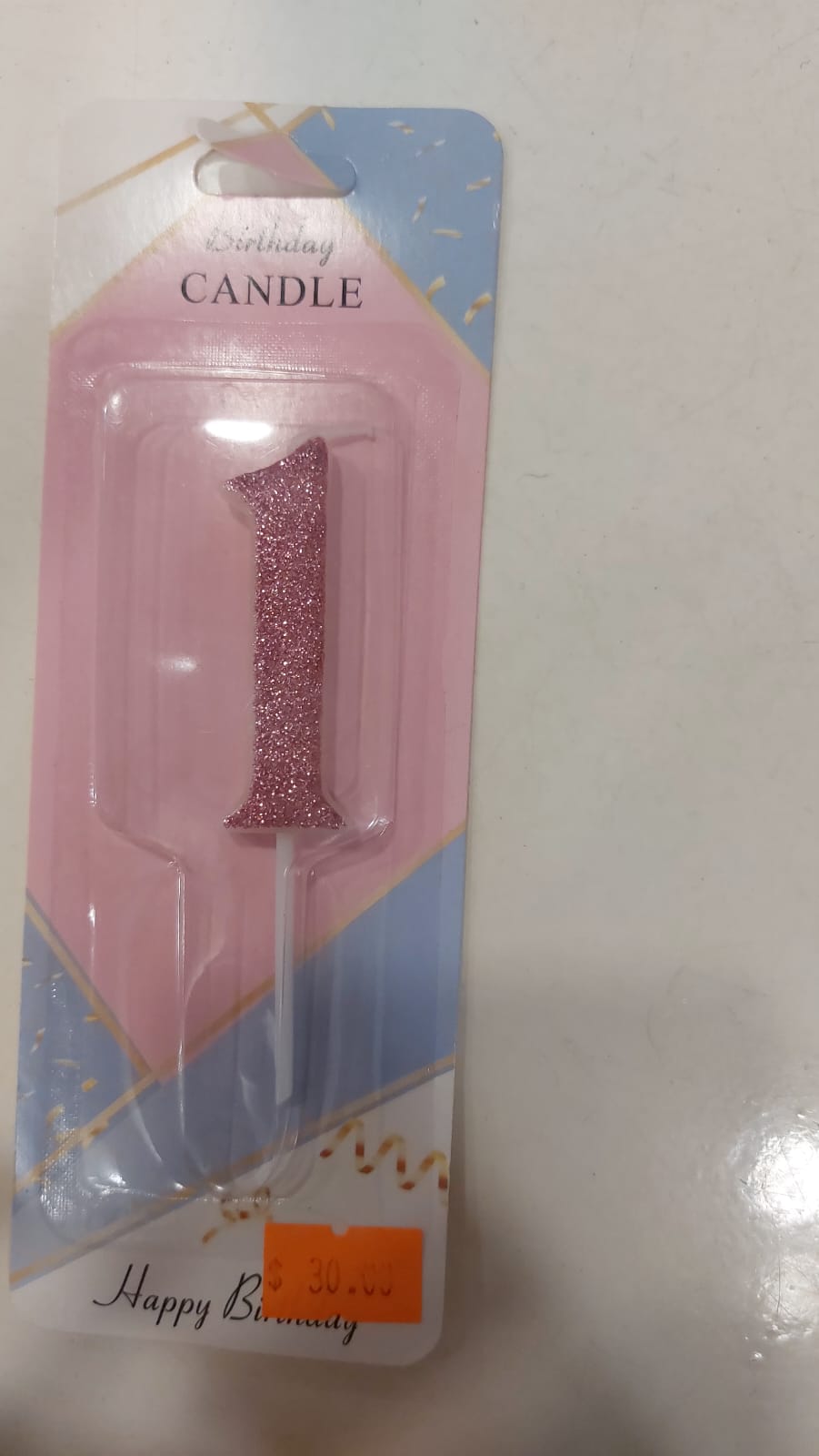 Pink Glitter Candles white stick 0 to 9