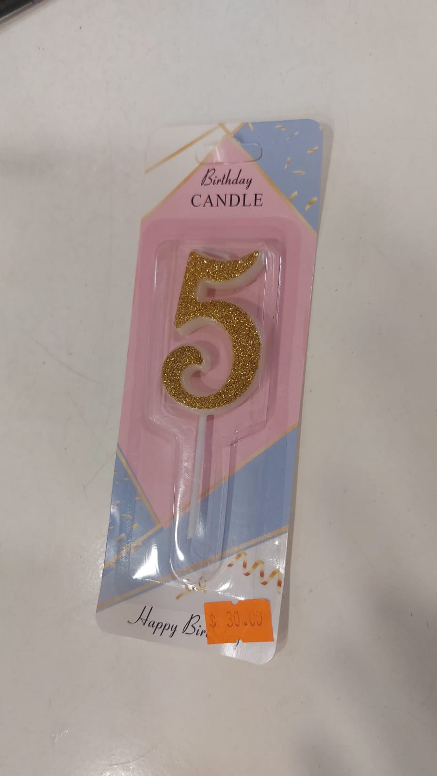 Gold Glitter Candles white stick 0 to 9