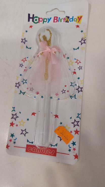 Pink princess birthday candle