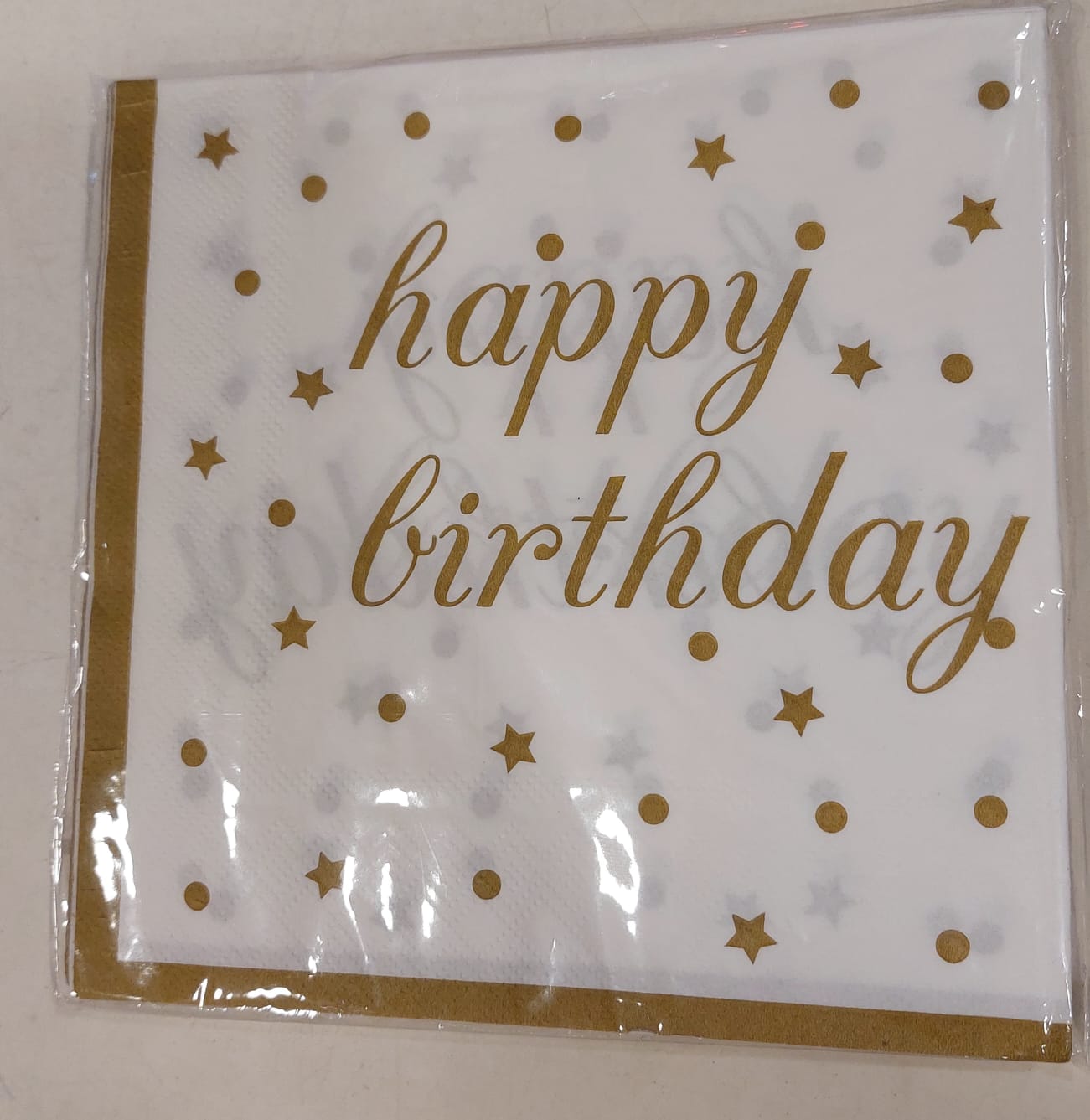 Happy Birthday white gold napkins Disposable (20pcs)