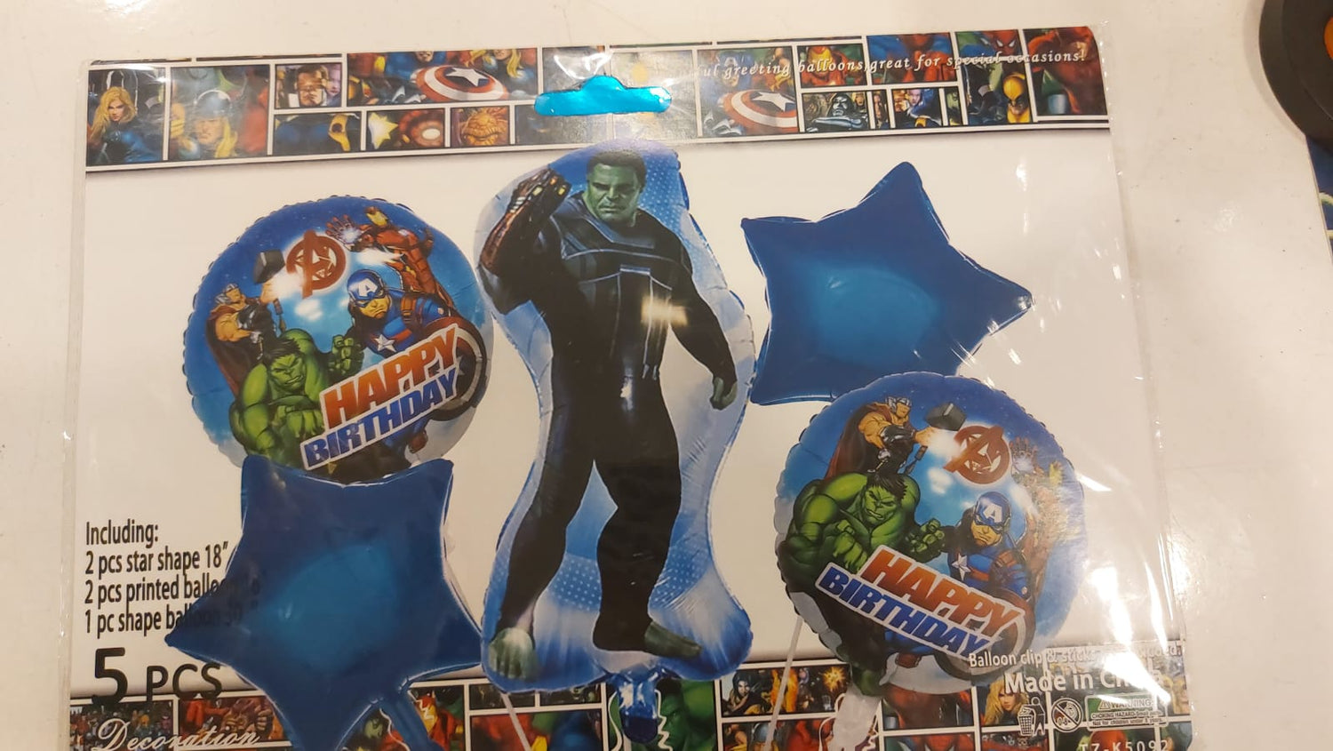 Marvel Avengers and Hulk 5pc foil Balloon set