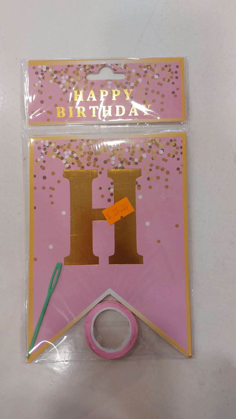 HBD Pink &amp; Gold dots Banner Happy Birthday