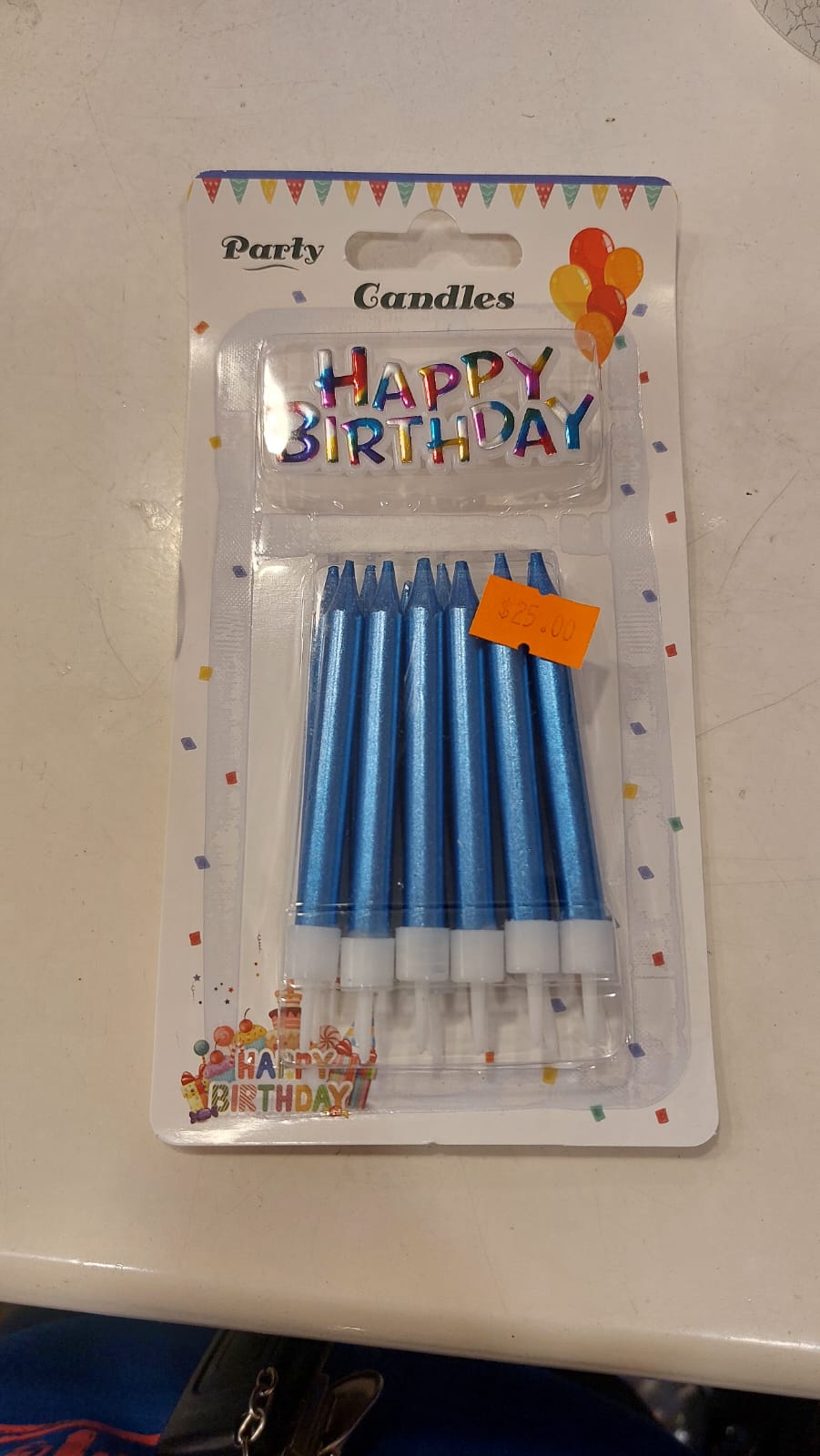 12pc blue candles Happy Birthday