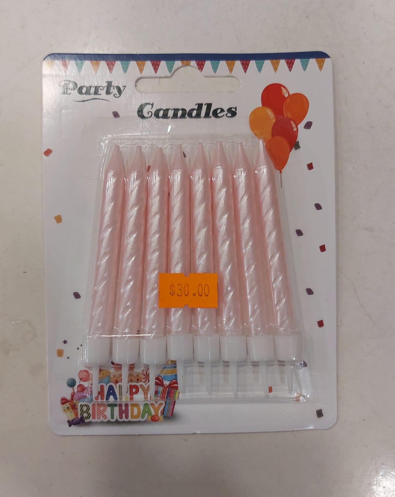 Pink party candles (8 pcs)