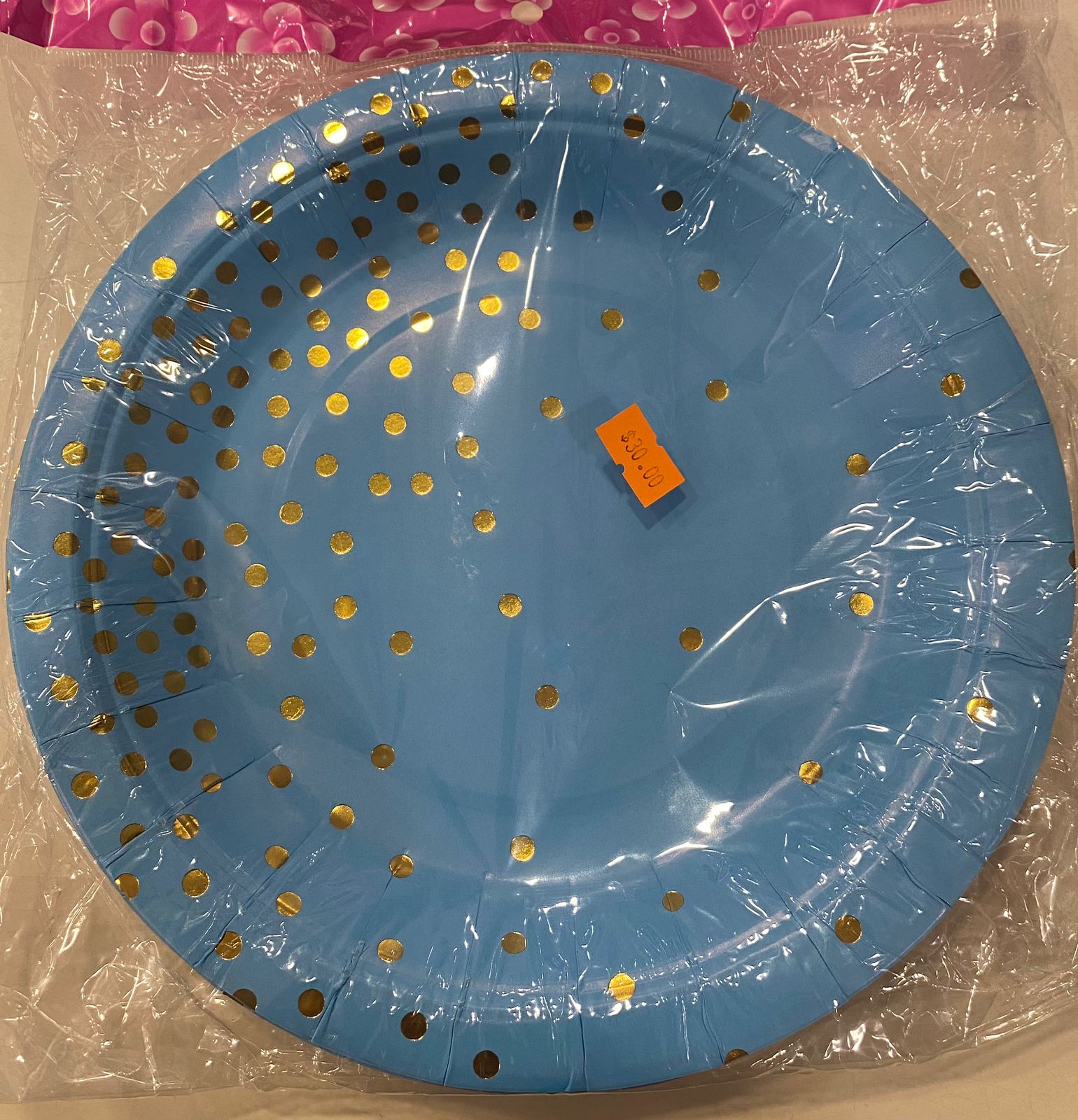 9&quot; Sky blue and gold party plates