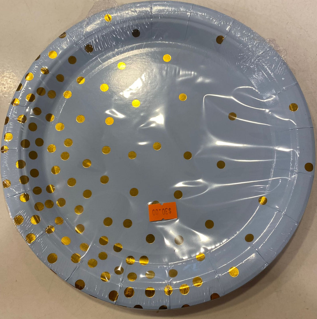 9" Light blue and gold party plates - Preppy Kids (Grand Bazaar)