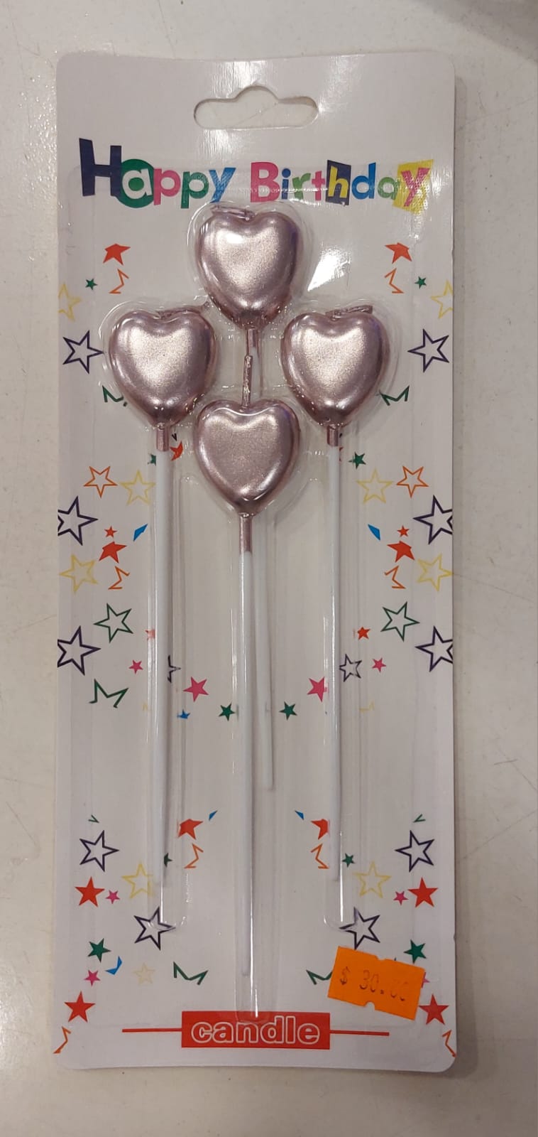 4 pc Heart Candles Rose Gold