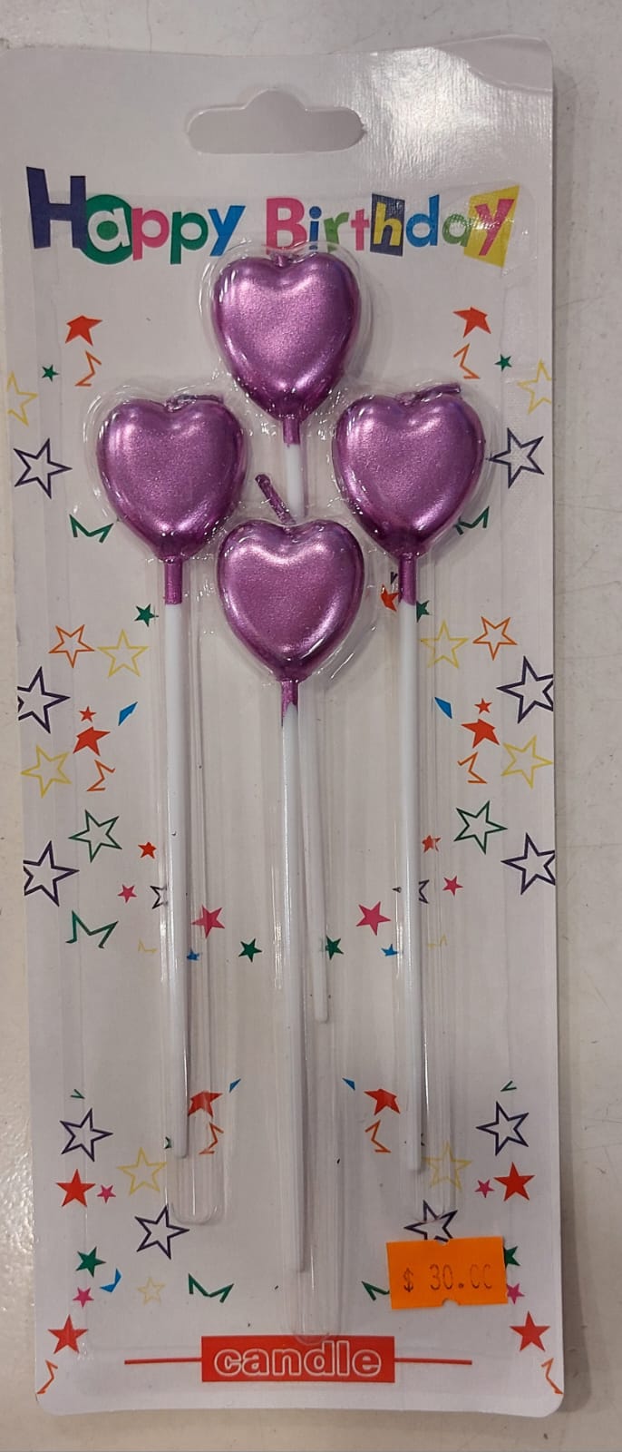 4 pc Heart Candles Purple