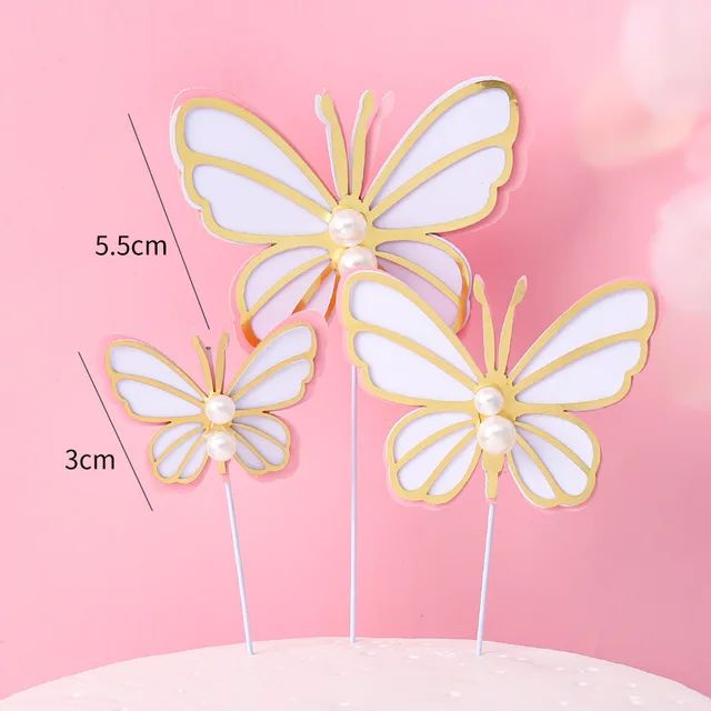 3pc Butterfly Cake Toppers (Pink)