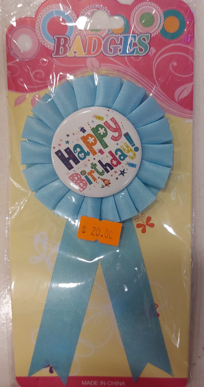 light blue happy birthday badge