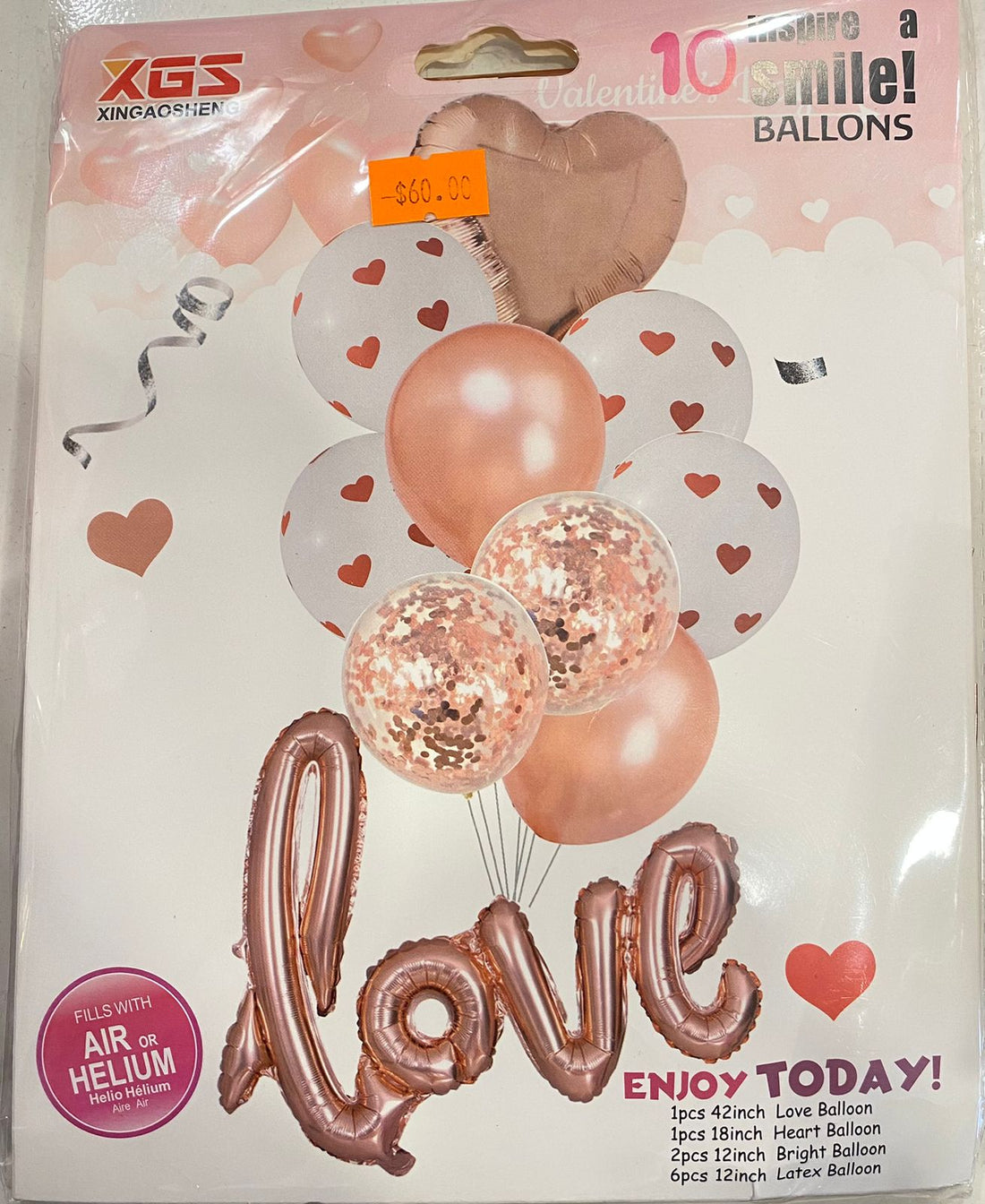 10pc rose gold heart balloon set (Copy)