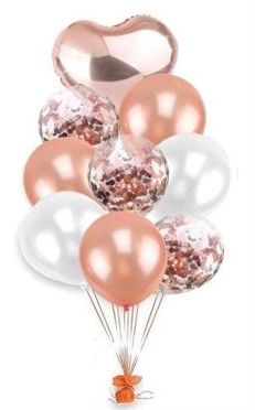 Bouquet balloon set package (Rose gold and white)