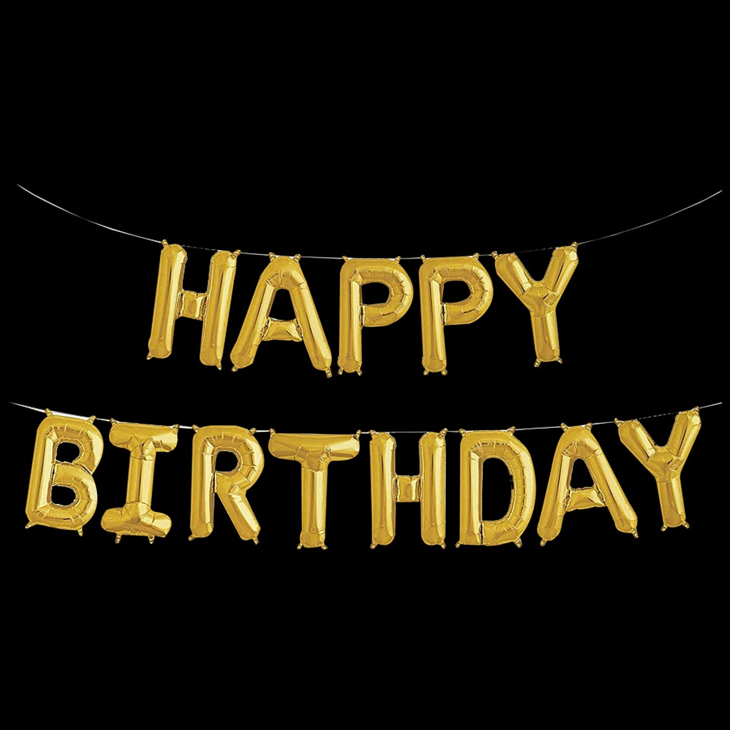 Happy Birthday Balloons Banner Decorations (Gold ) 16 inch HBD