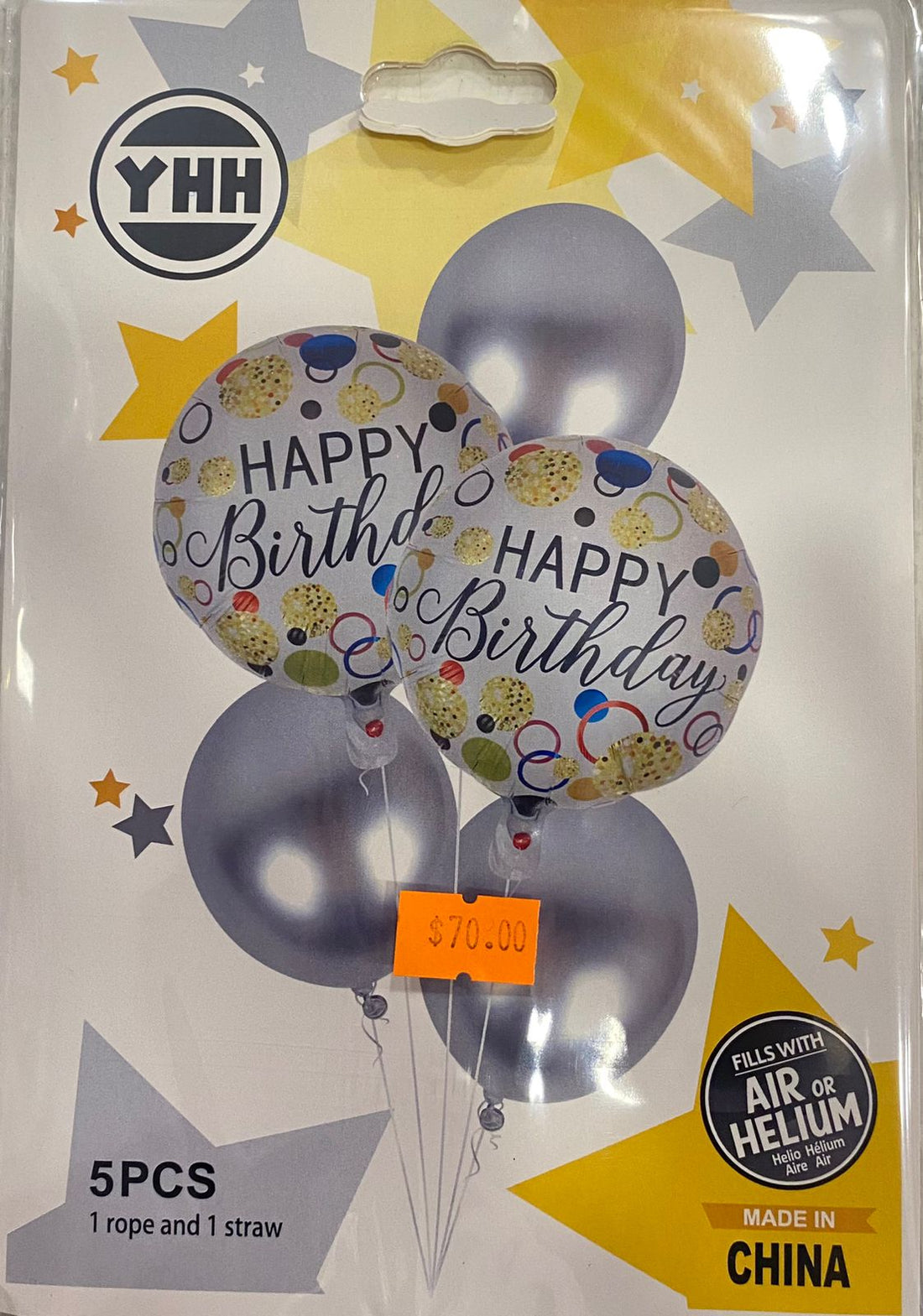 White and silver Happy Birthday Balloon 5pc