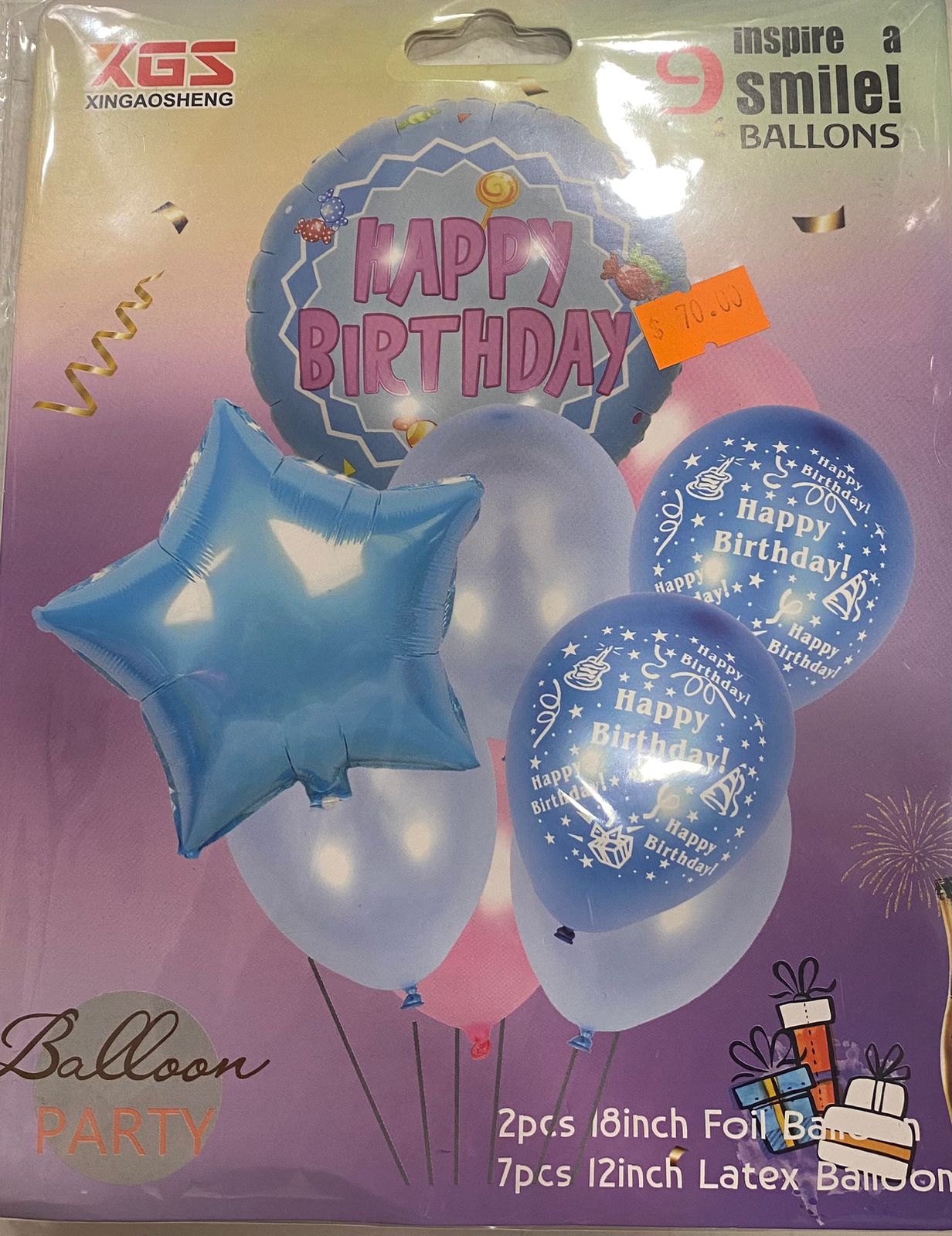 Light blue Happy Birthday Balloon 9pc