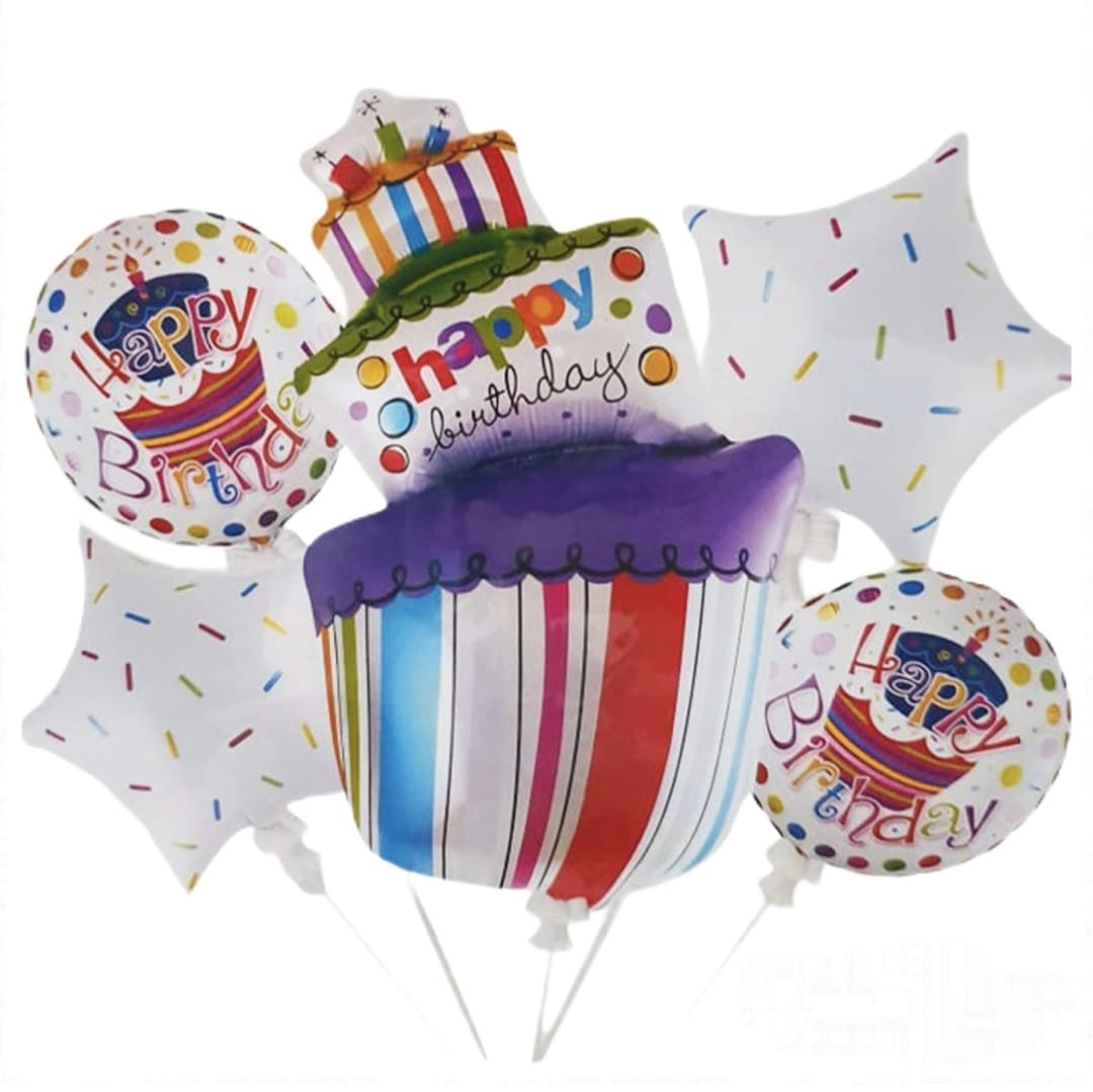 Happy birthday Cake 5pc Foil Balloon Set