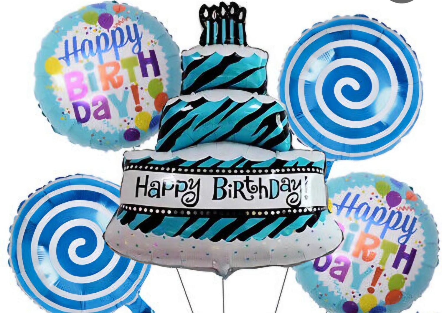 Happy Birthday Blue Cake Balloon 5pc Set