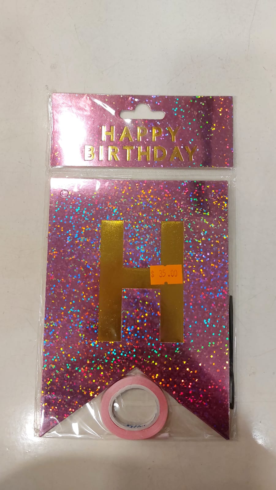 Glitter pink Happy Birthday Banner